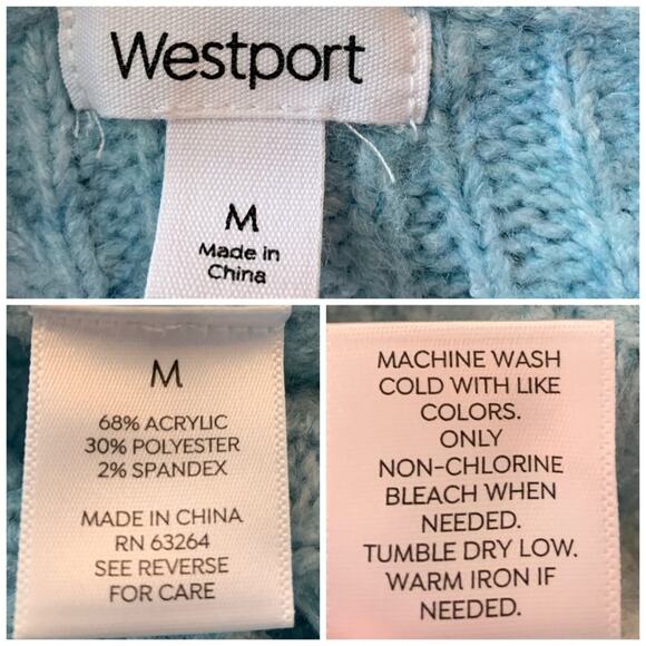 Dressbarn Westport Women's Sweater Cowl Neck Textured Blue Size Medium - Picture 9 of 11